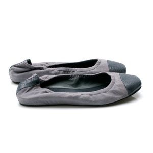 NWOB Handmade THE CURRENT NEW YORK Designer Blue Grey Cotton & Leather Loafers